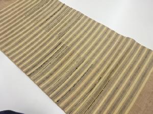 手織り紬横縞模様織出し袋帯